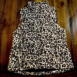 LOFT Leopard Print Puffer Vest - size small